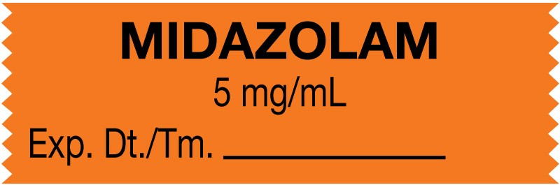 Medical Labels - Anesthesia Tape, Midazolam 5 mg/mL, 1-1/2" x 1/2"