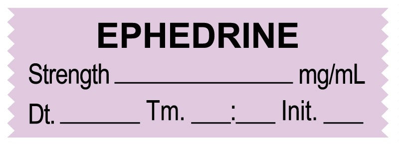 Medical Labels - Anesthesia Tape, EPHEDRINE mg/mL, DTI 1-1/2" x 1/2"