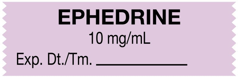 Medical Labels - Anesthesia Tape, Ephedrine 10mg/mL, 1-1/2" x 1/2"