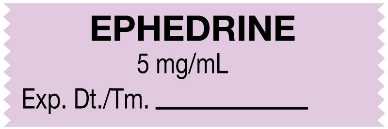 Medical Labels - Anesthesia Tape, Ephedrine 5 mg/mL, 1-1/2" x 1/2"