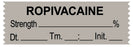Medical Labels - Anesthesia Tape, Ropivacaine %, Date Time Initial, 1-1/2" x 1/2"