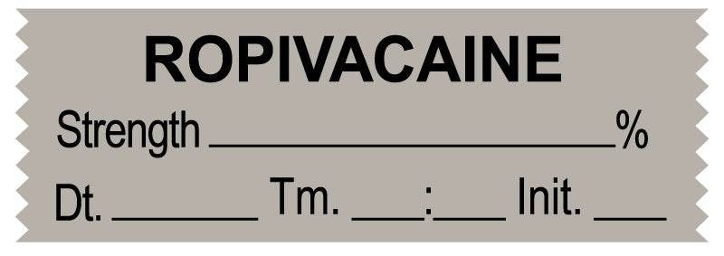 Medical Labels - Anesthesia Tape, Ropivacaine %, Date Time Initial, 1-1/2" x 1/2"