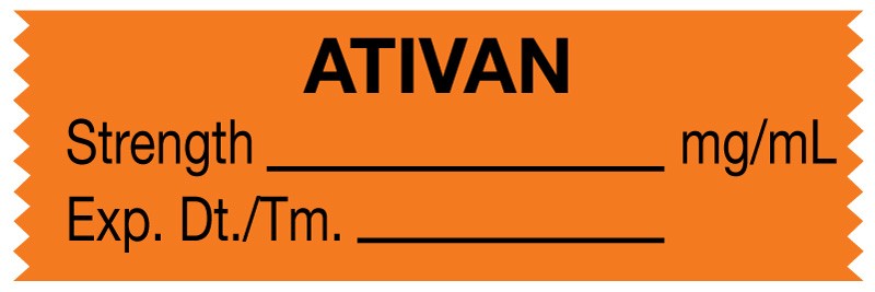 Medical Labels - Anesthesia Tape, Ativan mg/mL, 1-1/2" x 1/2"