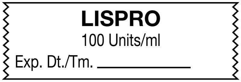 Medical Labels - Anesthesia Tape, Lispro 100 Units/mL, 1-1/2" x 1/2"