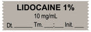 Medical Labels - Anesthesia Tape, Lidocaine 1% 10 mg/mL, Date Time Initial, 1-1/2" x 1/2"