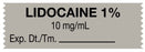 Medical Labels - Anesthesia Tape, Lidocaine 1% 10 mg/mL, 1-1/2" x 1/2"