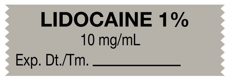 Medical Labels - Anesthesia Tape, Lidocaine 1% 10 mg/mL, 1-1/2" x 1/2"