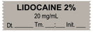 Medical Labels - Anesthesia Tape, Lidocaine 2% 20 mg/mL, Date Time Initial, 1-1/2" x 1/2"