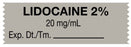 Medical Labels - Anesthesia Tape, Lidocaine 2% 20 mg/mL, 1-1/2" x 1/2"