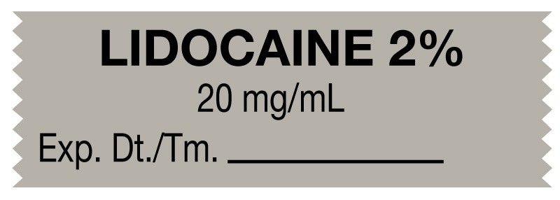 Medical Labels - Anesthesia Tape, Lidocaine 2% 20 mg/mL, 1-1/2" x 1/2"