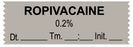 Medical Labels - Anesthesia Tape, ROPIVACAINE 0.2% DTI 1-1/2" x 1/2"