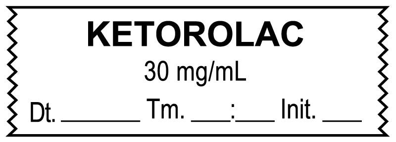 Medical Labels - Anesthesia Tape, KETOROLAC 30 mg/mL DTI 1-1/2" x 1/2"