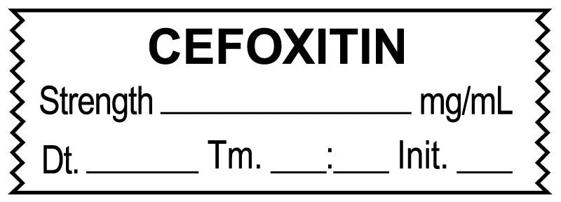 Medical Labels - Anesthesia Tape, CEFOXITIN mg/mL DTI 1-1/2" x 1/2"