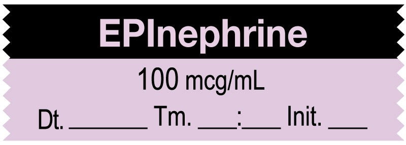 Medical Labels - Anesthesia Tape, EPInephrine 100 mcg/mL DTI 1-1/2" x 1/2"