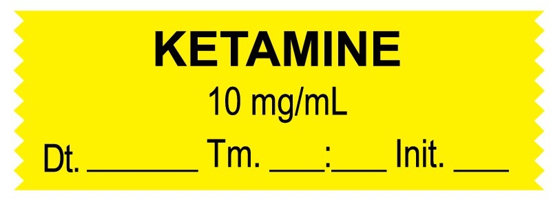 Medical Labels - Anesthesia Tape, Ketamine 10 mg/mL, Date Time Initial, 1-1/2" x 1/2"