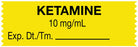 Medical Labels - Anesthesia Tape, Ketamine 10 mg/mL, 1-1/2" x 1/2"