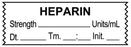Medical Labels - Anesthesia Tape, HEPARIN Units/mL DTI 1-1/2" x 1/2"
