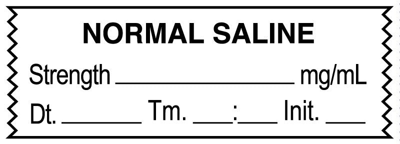 Medical Labels - Anesthesia Tape, Normal Saline mg/mL, , Date Time Initial, 1-1/2" x 1/2"
