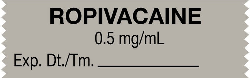 Medical Labels - Anesthesia Tape, Ropivacaine 0.5 mg/mL, 1-1/2" x 1/2"