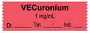 Medical Labels - Anesthesia Tape, Vecuronium 1 mg/mL, Date Time Initial, 1-1/2" x 1/2"