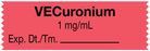 Medical Labels - Anesthesia Tape, Vecuronium 1 mg/mL, 1-1/2" x 1/2"