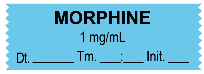 Medical Labels - Anesthesia Tape, Morphine 1 mg/mL, Date Time Initial, 1-1/2" x 1/2"