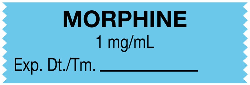 Medical Labels - Anesthesia Tape, Morphine 1 mg/mL, 1-1/2" x 1/2"
