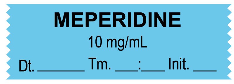 Medical Labels - Anesthesia Tape, Meperidine 10 mg/mL, Date Time Initial, 1-1/2" x 1/2"