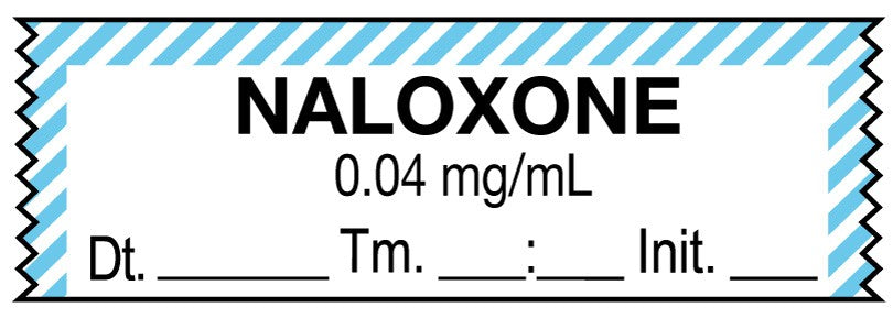 Medical Labels - Anesthesia Tape, Naloxone 0.04 mg/mL, Date Time Initial, 1-1/2" x 1/2"