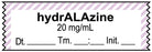 Medical Labels - Anesthesia Tape, Hydralazine 20 mg/mL, Date Time Initial, 1-1/2" x 1/2"