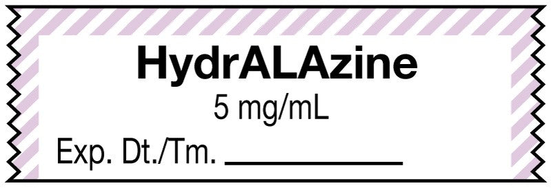 Medical Labels - Anesthesia Tape, HydrALAzine 5 mg/mL , 1-1/2" x 1/2"