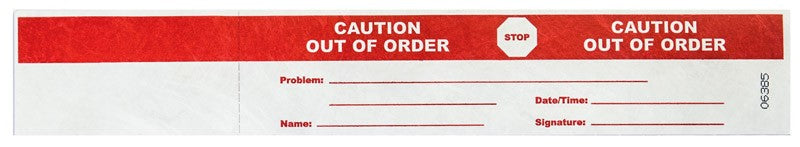 Medical Labels - OUT OF ORDER Tyvek Status Band,12" x 2"