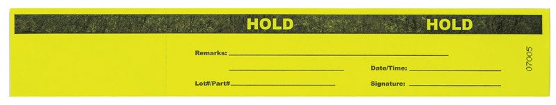Medical Labels - HOLD Tyvek Status Band,12" x 2"