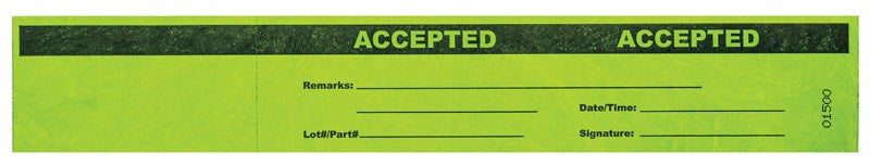 Medical Labels - ACCEPTED Tyvek Status Band,12" x 2"