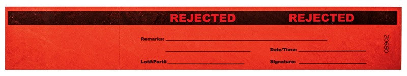 Medical Labels - REJECTED Tyvek Status Band,12" x 2"