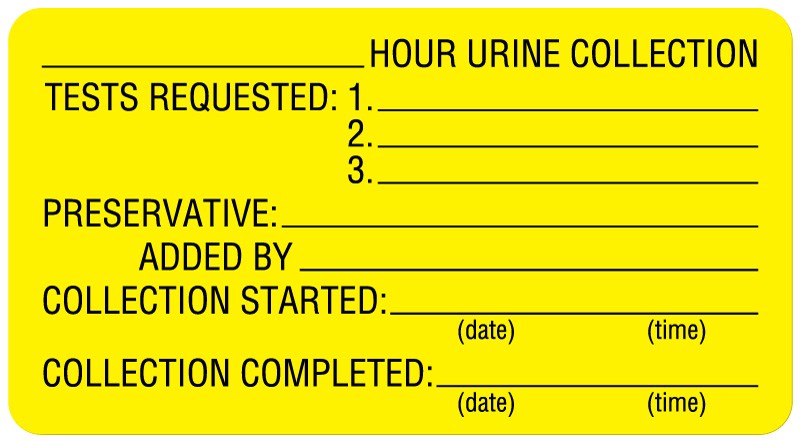 Medical Labels - Urine Collection Label, 3" x 1-5/8"