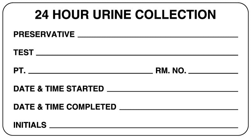 Medical Labels - White Urine Collection Label, 3" x 1-5/8"