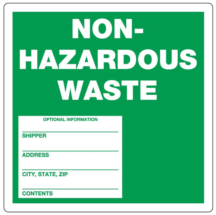 Medical Labels - Non-Hazardous Waste Label, 6x6