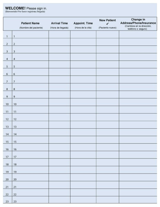 Medical Labels - Duplicate Sign-In Sheet, 8-1/2" x 11"