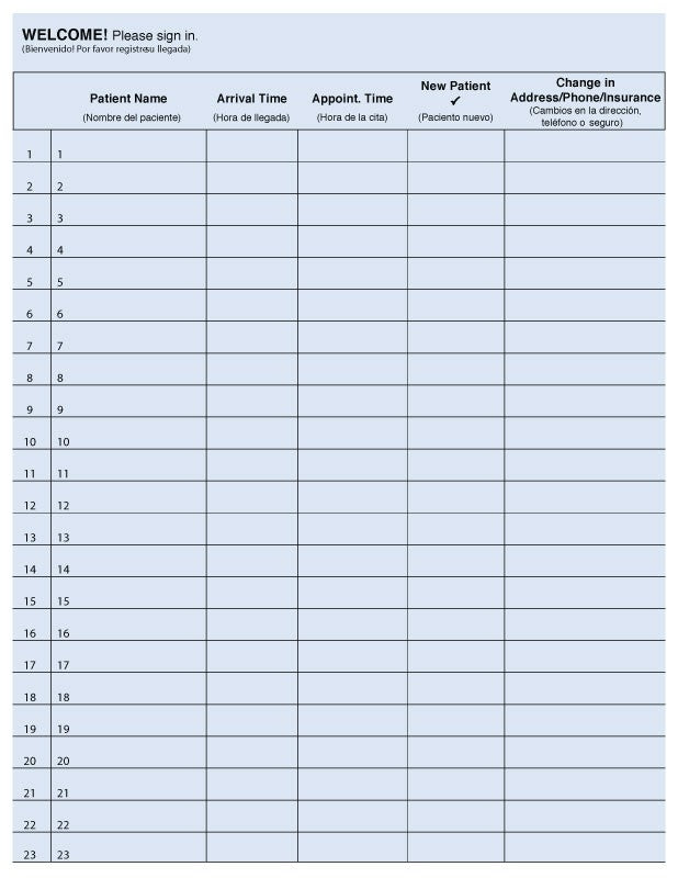 Medical Labels - Duplicate Sign-In Sheet, 8-1/2" x 11"
