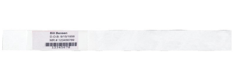 Medical Labels - Adult Patient Identification Tyvek Cover Seal Wristband, 12" x 1-1/8"
