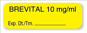 UAL - Drug Label Anesthesia Label BREVITAL 10 mg/ mL Exp Dt Tm Yellow 1/2 X 1-1/2 Inch - ULAM741