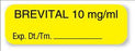 United Ad Label UAL Pre-Printed Label Anesthesia Label Brevital 10 Mg/Ml, Exp. Dt./Tm. Yellow 1/2 X 1-1/2 Inch - ULAM741