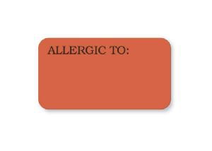 UAL - Pre-Printed Label Allergy Alert Red Paper Allergic To Black Alert Label 7/8 X 1-5/8 Inch - ULCR014