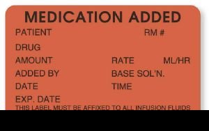 United Ad Label UAL Pre-Printed Label Anesthesia Label Medication Added Fluorescent Red 1-1/2 X 2.5 Inch - ULHH506