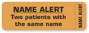United Ad Label Pre-Printed Label Advisory Label Name Alert Two Patients With The Same Name Name Alert Fluorescent Orange 1 X 3 Inch - ULHN885