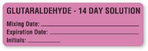 United Ad Label Pre-Printed Label Anesthesia Label Glutaraldehyde - 14 Day Solution Mixing Date Expiration Date Initials Purple 1-1/4 X 4 Inch - ULCS316