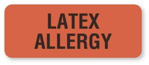 United Ad Label UAL Pre-Printed Label Allergy Alert Latex Allergy Fluorescent Red 7/8 X 3 Inch - ULHN754