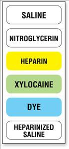 UAL - Drug Label Anesthesia Label Saline Nitroglycerin Heparin Xylocaine Dye Heparinazied Saline Muilt Color 1/2 X 1-1/2 Inch - ULAM896