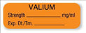 United Ad Label Pre-Printed Label Anesthesia Label Valium, Strength Mg/Ml, Exp. Dt./Tm. Orange 1/2 X 1-1/2 Inch - ULAM774
